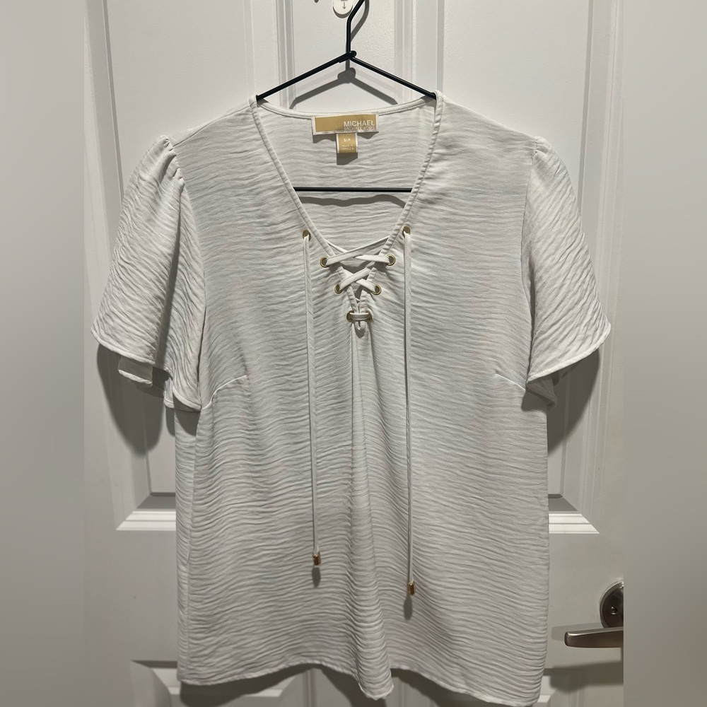 Michael Kors Cream V-Neck Top